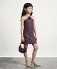 Taffykids Knit Sleeveless Pleated With Rose Detail A Line Party Dress - Wine