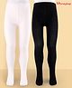 Honeyhap Premium Cotton Lycra Knit Solid Tights With Bio Finish Pack of 2 - Black & Off White