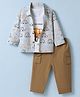 WOW Clothes Sinker Knit Full Sleeves Car Printed Shirt With Tee & Pants - Blue