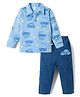 WOW Clothes Sinker Knit Full Sleeves Shirt & Pant Set With Car Print - Blue