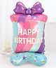 NEGOCIO Gift-Shaped Jumbo Foil Balloon  Self-Standing Happy Birthday Balloon with Rainbow & Golden Stripes for Party Decoration- PACK OF 1- COLOR MAY VARY