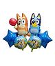 NEGOCIO 6pcs Bluey Foil Balloons with Happy Birthday Banner, Cartoon Theme Party Supplies for Kids Boys & Girls Birthday Decoration Kit- PACK OF 1- COLOR MAY VARY
