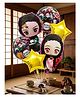 NEGOCIO Demon Slayer Anime Theme Foil Balloon 6 Pcs Set Anime Party Pack with Tanjiro Kamado & Nezuko Kamado Shape Balloons, kids Birthday Party Decoration- PACK OF 1- COLOR MAY VARY