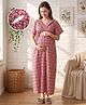 Bella Mama Cotton Woven Half Sleeves Nighty with Floral Print - Maroon