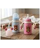 COZY VIBES Baby Glass Feeding Bottle With Protective Sleeve Cartoon Bear Pattern 150 ml Silicone Nipple - PACK OF 1 - COLOR MAY VARY