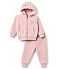 Simply Fur Knit Full Sleeves Winter Wear Suit With Pocket & Text Print - Pink