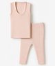 Simply Knitted Sleeveless Solid Sweater Set - Pink
