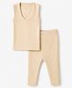 Simply Knitted Sleeveless Solid Sweater Set - Light Brown