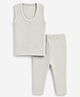 Simply Knitted Sleeveless Solid Sweater Set - Grey