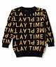 Simply Knit Full Sleeves Pullover with Text Print - Black