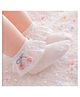 Flaunt Chic Cotton Blend Knit Schiffli Embroidered Frill Detailed Socks - White