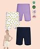 TRESNOVA Cotton Lycra Knit Pack Of 3 Lemon Printed & Solid Anti Microbial Cycling Shorts - White Lavender & Navy Blue