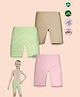 TRESNOVA Cotton Lycra Knit Pack Of 3 Horses Printed & Solid Anti Microbial Cycling Shorts - Green Pink & Beige