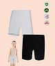 TRESNOVA Cotton Lycra Knit Pack Of 2 Solid Anti Microbial Cycling Shorts - Grey & Black