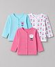 Doodle Poodle 100% Cotton Single Jersey Knit Full Sleeves Jhablas With Floral Print Pack of 3 - White, Pink & Light Blue