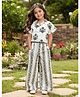 The Magic Wand Cambric Cotton Woven Half Sleeves Stripes Floral Printed Shirt &  Pant Set - White