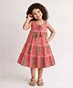 The Magic Wand Cotton Woven Sleeveless Floral Printed Tiered A-Line Dress - Coral