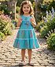 The Magic Wand Cotton Woven Sleeveless Floral Printed Tiered A-Line Dress - Blue