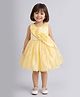 The Magic Wand Woven Sleeveless Flared Party Dress With Floral Applique - Yellow