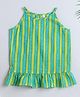 The Magic Wand Cotton Woven Sleeveless Top With Stripes Print - Green