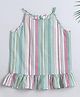 The Magic Wand Cotton Woven Incut Stripe Printed Top - Green