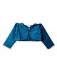 The Magic Wand Satin Woven  Full Sleeves Solid Bolero Shrug With Brooch - Blue