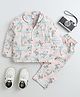 The Magic Wand Cotton Woven Full Sleeves Beach Theme Printed Co-Ords Shirt & Pajama Night Suit - Peach