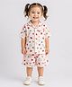 The Magic Wand Cotton Woven Half Sleeves Fruits Printed Co-Ords Shirt & Shorts Night Suit - Pink