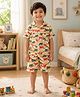 The Magic Wand Cotton Woven Half Sleeves Animals Printed Co-Ords Shirt & Shorts Night Suit - White