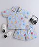 The Magic Wand Cotton Woven Half Sleeve Co-Ords Candy Printed Shirt & Shorts Night Suit Set -Light Grey