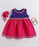Many frocks & Chanderi Woven Sleeveless Floral Printed & Lace Embellished Dress - Pink & Blue