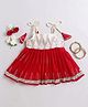 Many frocks & Chanderi Woven Sleeveless Lace Embellished Dress - Red & White