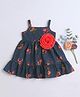 Many frocks & Woven Sleeveless Floral Printed Dress - Navy Blue