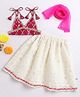 Many frocks & Chanderi Woven Sleeveless Lace Embellished & Floral Printed Lehenga Choli Set With Dupatta - Cream & Pink