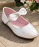 boyz n galz Shimmer & Bow Applique Detailed Velcro Closure Mary Jane Ballerinas - White