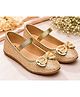 boyz n galz Bow Applique Detailed Glittered Mary Jane Ballerinas - Gold
