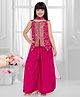 Tiny Kingdom Cotton Woven Sleevless Floral Embroided Top and Palazzo With Dupatta - Pink
