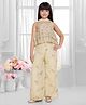 Tiny Kingdom Viscose Cotton Woven Sleeveless Sequins Embellished Top & Palazzo Set  With Dupatta - Cream