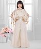 Tiny Kingdom Organza Woven Sleeveless Floral Embroidered Sequins Embellished Tassels Detailed Top & Palazzo Set With Dupatta - Cream