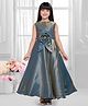 Tiny Kingdom Satin Woven Sleeveless Floral Applique Detailed Gown - Blue