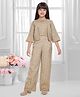 Tiny Kingdom Woven Three Fourth Sleeves Floral Embroidered Top and Palazzo Set With Jacket - Cream