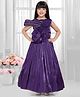 Tiny Kingdom Woven Sleevless Floral Applique Detailed Beads & Stones Embellished Gown - Purple