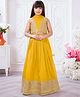 Tiny Kingdom Georgette Woven Sleeveless Floral Embroidered Sequins Embellished Lehenga & Choli Set  With Dupatta - Yellow