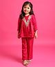 Tiny Kingodm Tissue Woven Three Fourth Sleeves Sequins & Lace Embellished Top & Pants  - Pink