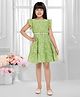 TINY BABY Synthetics Woven Frill  Sleeves Floral Printed Dress With Belt - Green