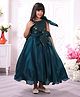 Tiny Kingdom Satin Woven Sleevless Bow Applique Detailed Sequin Embellished  Gown - Green