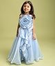 Tiny Kingdom Tissue Woven Sleeveless Floral Applique Detailed Gown - Blue