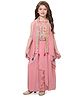 Tiny Kingdom Woven Sleeveless Floral Embroidered Sequins Embellished Top & Lehenga With Shrug - Pink