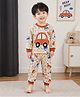tior Cotton Woven Full Sleeves Cars Printed Coordinating Tee & Pants Set - Beige