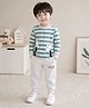 tior Cotton Woven Full Sleeves Striped Tee & Pants Set - Green